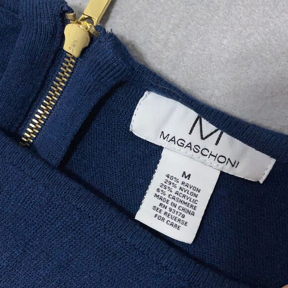 Magaschoni Sweater Women Medium Blue Tunic Cashmere Blend Scoop Pullover Cozy - Picture 3 of 9